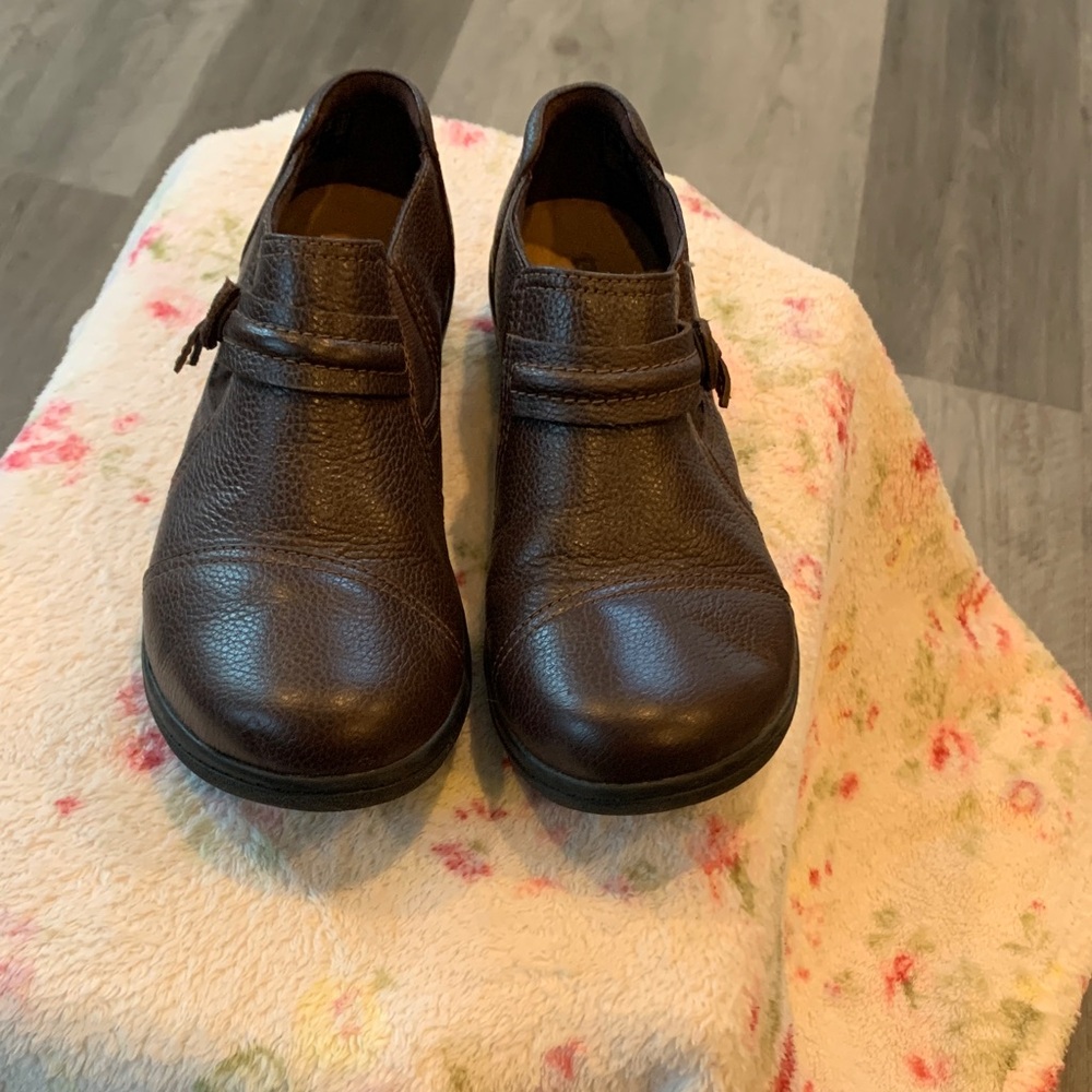 Clarks Brown Leather Slip-On Comfort Shoes